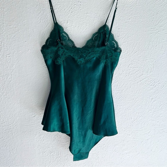 Victoria’s Secret Vintage Gold label Satin Teddy Bodysuit Emerald Green Sz Small - Picture 4 of 6